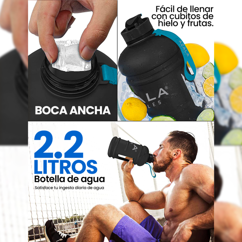 Gym keg Botella De Agua Oficial Para Deportes Con Funda Aislante (2.2 L)  Multicolor
